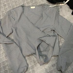 Checkered cross body tie top